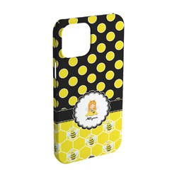 Honeycomb, Bees & Polka Dots iPhone Case - Plastic - iPhone 15 Pro (Personalized)