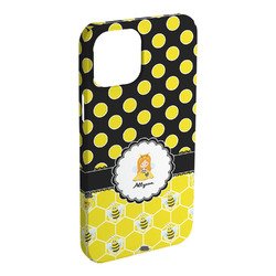 Honeycomb, Bees & Polka Dots iPhone Case - Plastic - iPhone 15 Pro Max (Personalized)