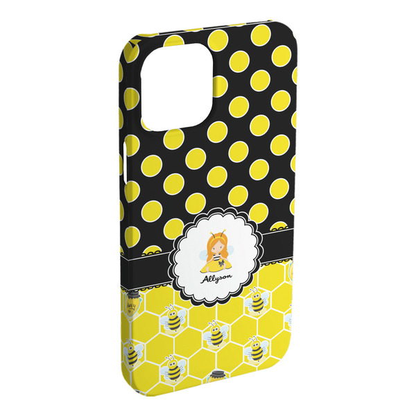 Custom Honeycomb, Bees & Polka Dots iPhone Case - Plastic - iPhone 15 Pro Max (Personalized)