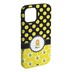 Honeycomb, Bees & Polka Dots iPhone Case - Rubber Lined - iPhone 15 Pro Max (Personalized)