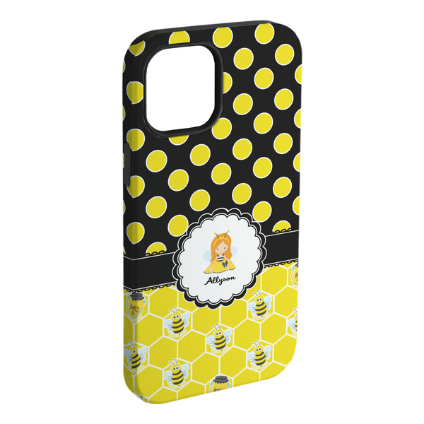 Custom Honeycomb, Bees & Polka Dots iPhone Case - Rubber Lined (Personalized)