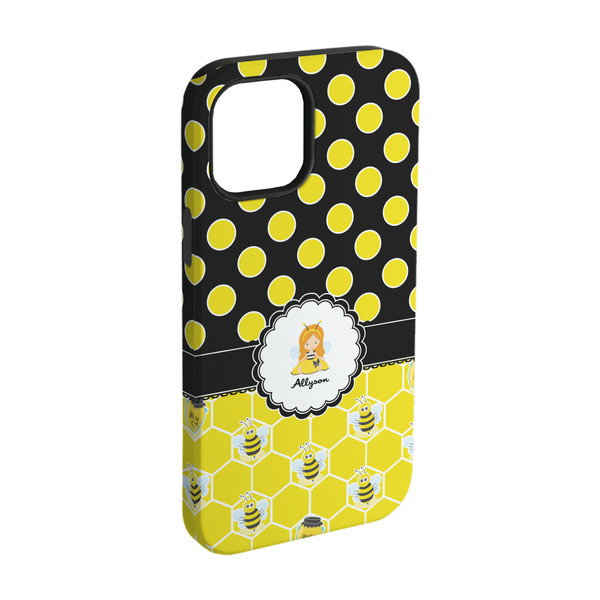 Custom Honeycomb, Bees & Polka Dots iPhone Case - Rubber Lined - iPhone 15 (Personalized)