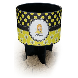 Honeycomb, Bees & Polka Dots Black Beach Spiker Drink Holder (Personalized)