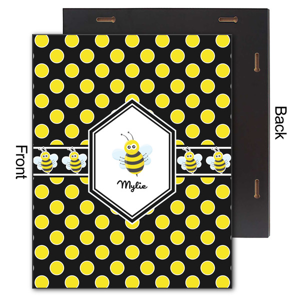Bee & Polka Dots 11x14 Wood Print - Front & Back View