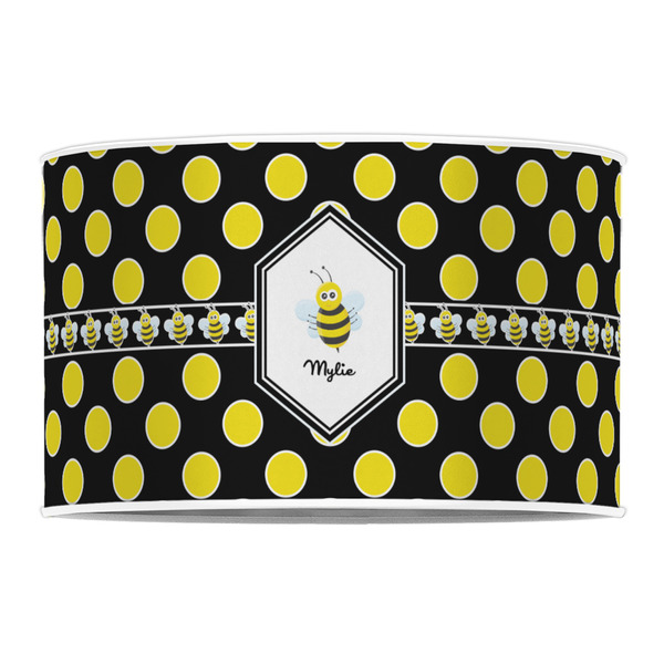 Bee & Polka Dots 12" Drum Lampshade - FRONT (Poly Film)