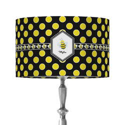 Bee & Polka Dots 12" Drum Lamp Shade - Fabric (Personalized)