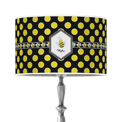 Bee & Polka Dots 12" Drum Lamp Shade - Poly-film (Personalized)