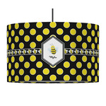 Bee & Polka Dots 12" Drum Pendant Lamp - Fabric (Personalized)