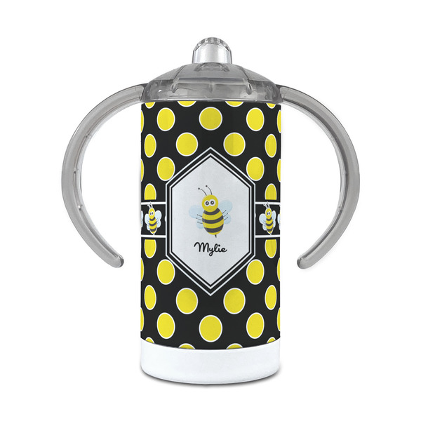 Custom Bee & Polka Dots 12 oz Stainless Steel Sippy Cup (Personalized)