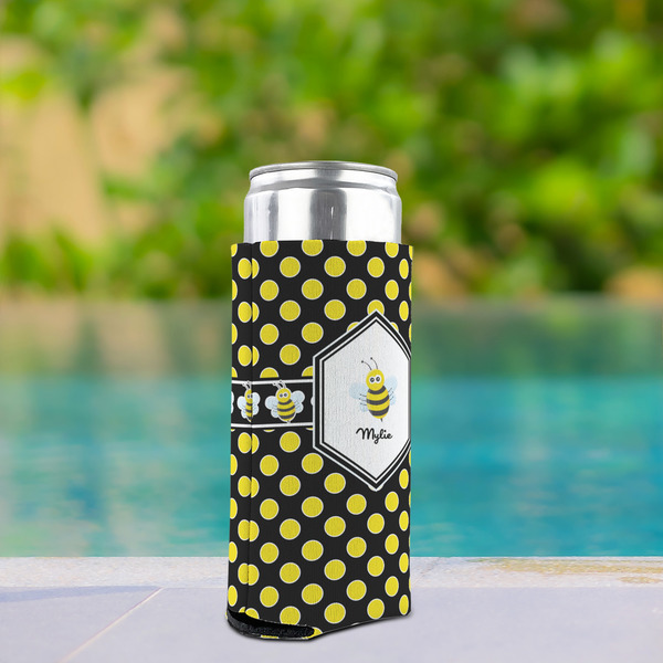 Bee & Polka Dots Can Cooler - Tall 12oz - In Context