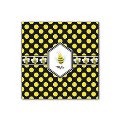 Bee & Polka Dots Wood Print - 12x12 (Personalized)
