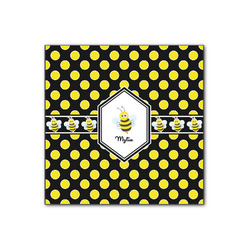 Bee & Polka Dots Wood Print - 12x12 (Personalized)
