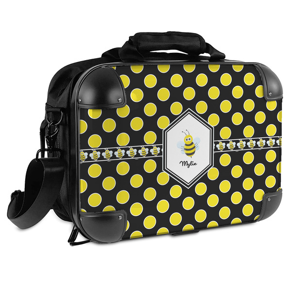 Custom Bee & Polka Dots Hard Shell Briefcase - 15" (Personalized)