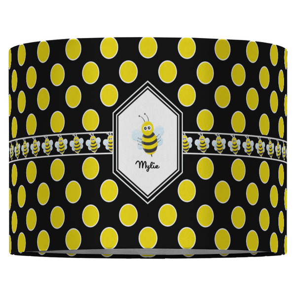 Bee & Polka Dots 16" Drum Lampshade - FRONT (Fabric)