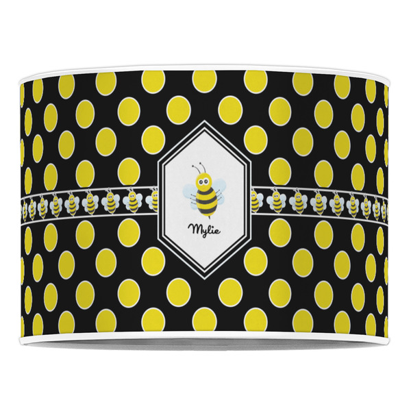 Bee & Polka Dots 16" Drum Lampshade - FRONT (Poly Film)
