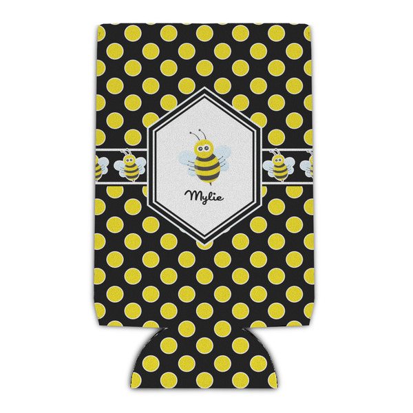 Custom Bee & Polka Dots Can Cooler (16 oz) (Personalized)