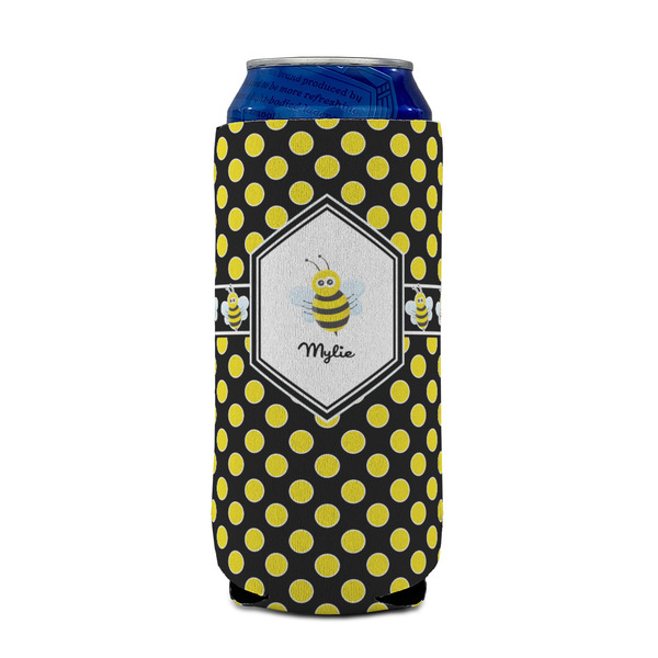 Bee & Polka Dots 16oz Can Sleeve - FRONT (on can)