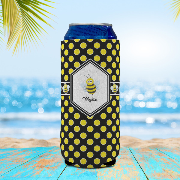 Bee & Polka Dots 16oz Can Sleeve - LIFESTYLE