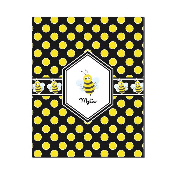 Custom Bee & Polka Dots Wood Print - 16x20 (Personalized)