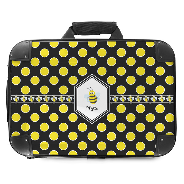 Custom Bee & Polka Dots Hard Shell Briefcase - 18" (Personalized)