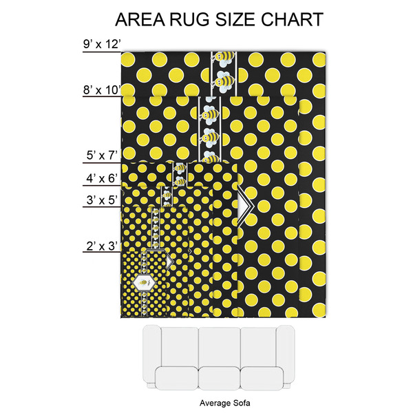 Bee & Polka Dots 2'x3' Indoor Area Rugs - Size Chart