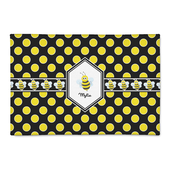 Custom Bee & Polka Dots 2' x 3' Patio Rug (Personalized)