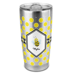 Bee & Polka Dots 20oz Stainless Steel Double Wall Tumbler - Full Print (Personalized)