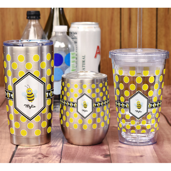 Bee & Polka Dots 20oz SS Tumbler - Full Print - In Context