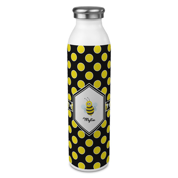 Custom Bee & Polka Dots 20oz Stainless Steel Water Bottle - Full Print (Personalized)