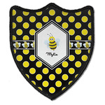 Bee & Polka Dots Iron On Shield Patch B w/ Name or Text