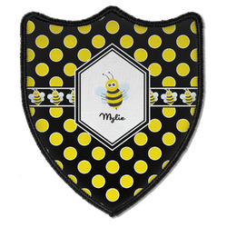 Bee & Polka Dots Iron On Shield Patch B w/ Name or Text