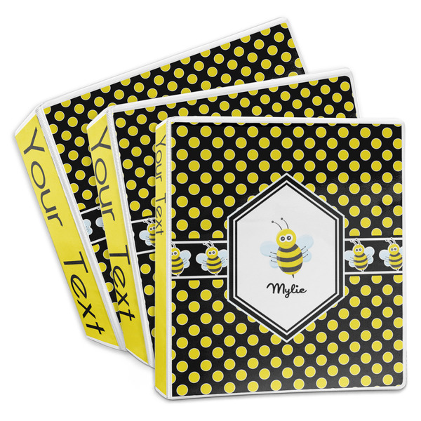 Custom Bee & Polka Dots 3-Ring Binder (Personalized)