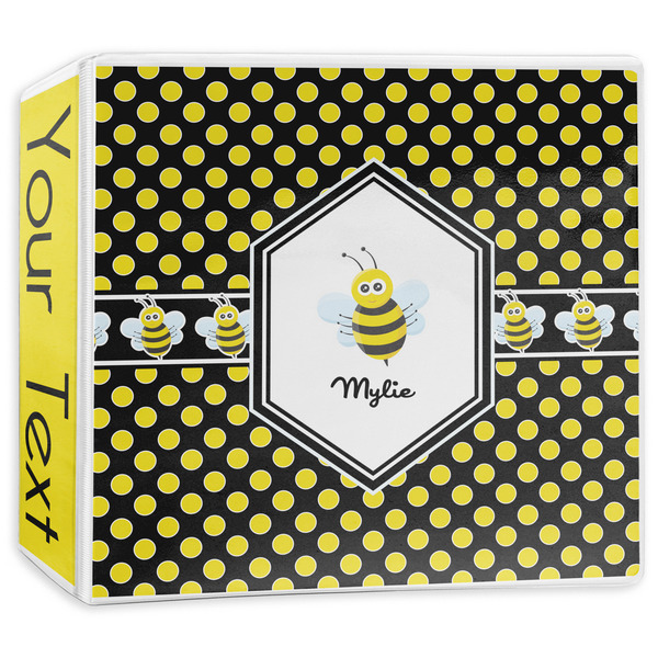 Custom Bee & Polka Dots 3-Ring Binder - 3 inch (Personalized)