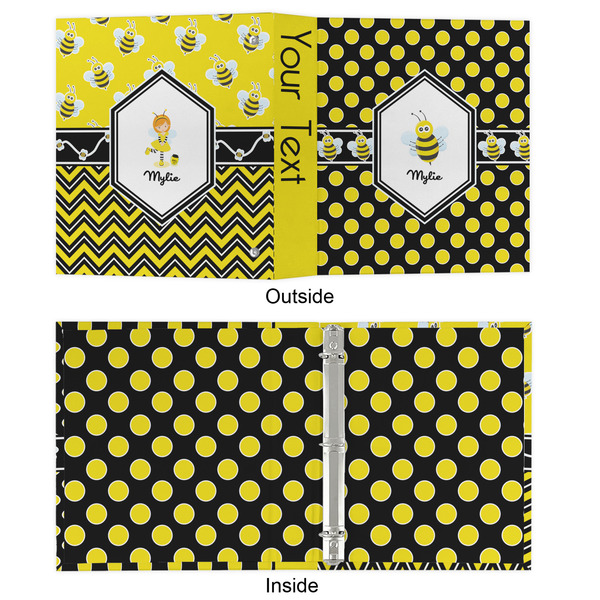 Bee & Polka Dots 3 Ring Binders - Full Wrap - 1" - APPROVAL