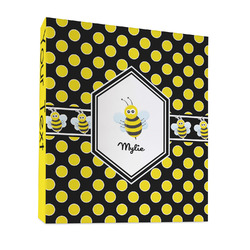 Bee & Polka Dots 3 Ring Binder - Full Wrap - 1" (Personalized)
