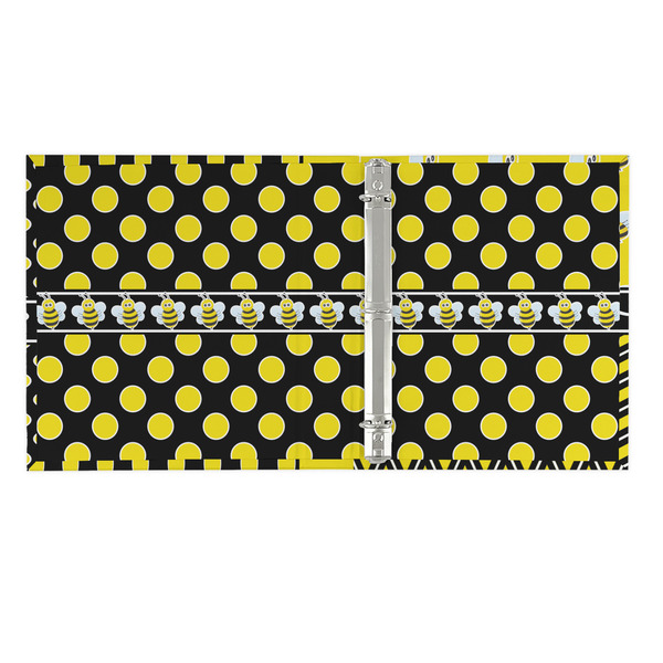 Bee & Polka Dots 3 Ring Binders - Full Wrap - 1" - OPEN INSIDE