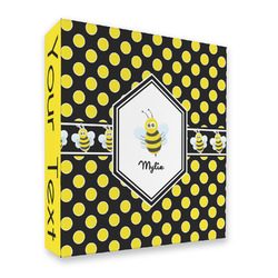 Bee & Polka Dots 3 Ring Binder - Full Wrap - 2" (Personalized)