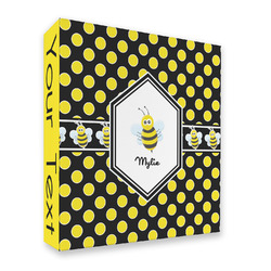 Bee & Polka Dots 3 Ring Binder - Full Wrap (Personalized)