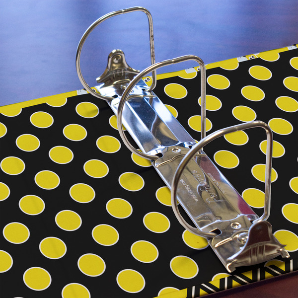 Bee & Polka Dots 3 Ring Binders - Full Wrap - 3" - DETAIL