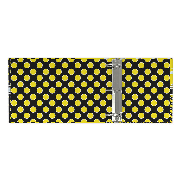 Bee & Polka Dots 3 Ring Binders - Full Wrap - 3" - OPEN INSIDE