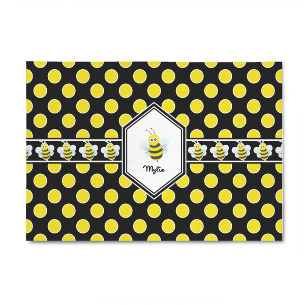 Custom Bee & Polka Dots 4' x 6' Indoor Area Rug (Personalized)