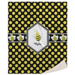 Bee & Polka Dots Sherpa Throw Blanket (Personalized)