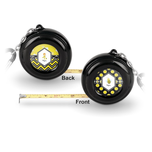 Bee & Polka Dots 6-Ft Pocket Tape Measure with Carabiner Hook - Front and Back