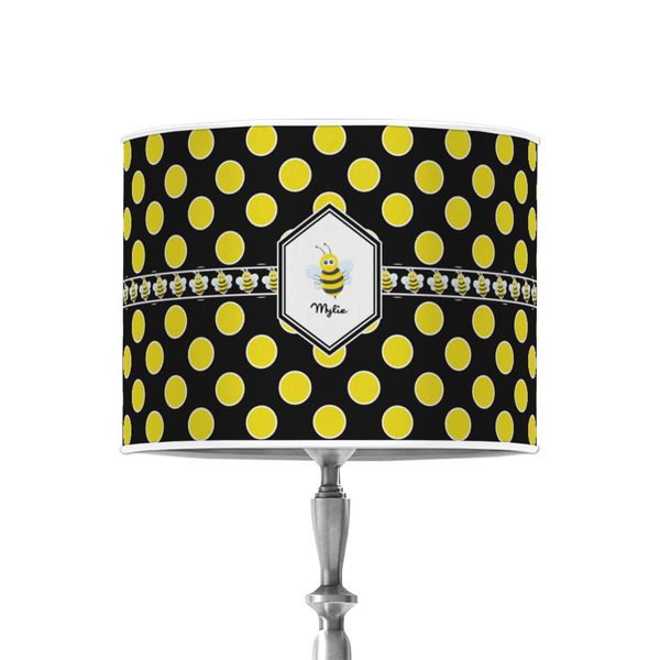 Bee & Polka Dots 8" Drum Lampshade - ON STAND (Poly Film)