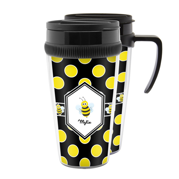 Custom Bee & Polka Dots Acrylic Travel Mug (Personalized)