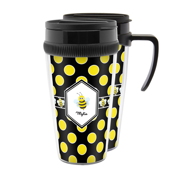 Custom Bee & Polka Dots Acrylic Travel Mug (Personalized)