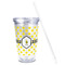 Bee & Polka Dots Acrylic Tumbler - Full Print - Front straw out