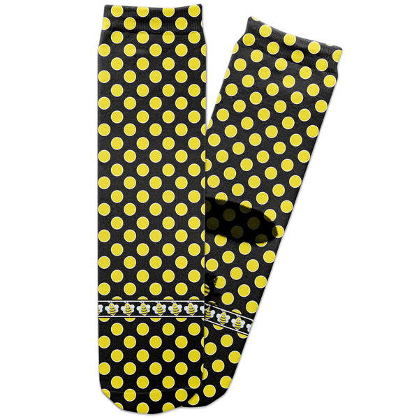 Custom Bee & Polka Dots Adult Crew Socks