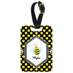 Bee & Polka Dots Metal Luggage Tag w/ Name or Text