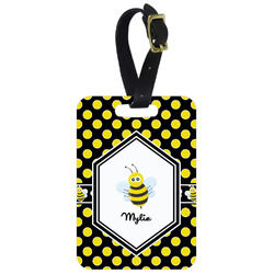 Bee & Polka Dots Metal Luggage Tag w/ Name or Text